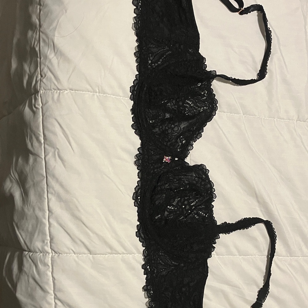 Savage X Fenty Black Lace Half-Cup Bra